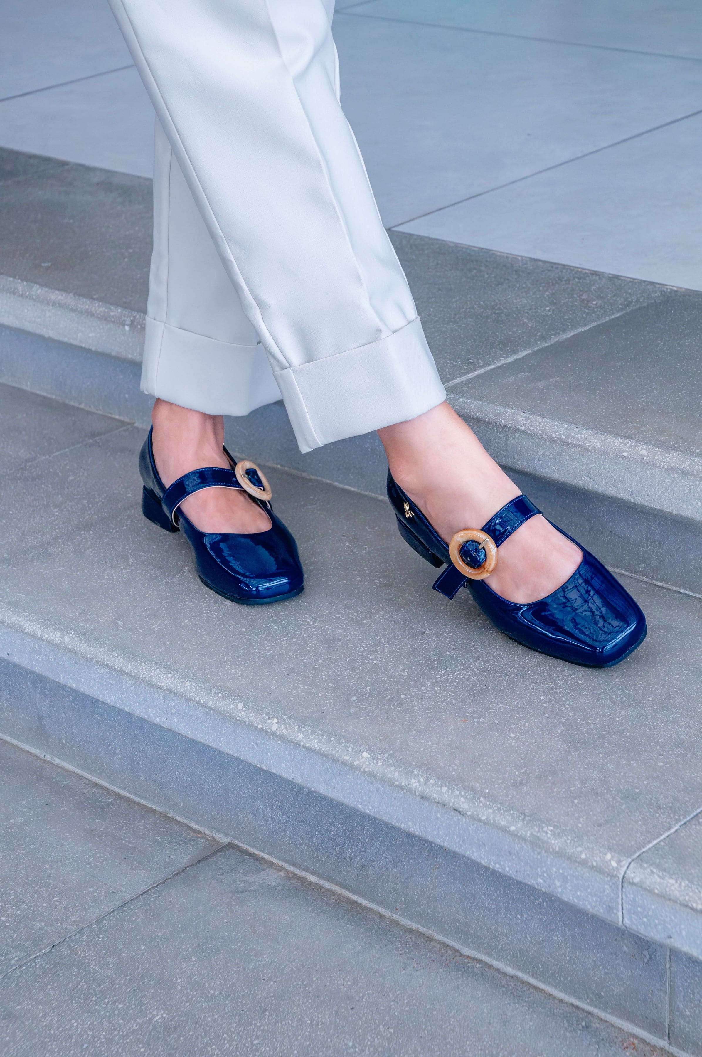 Mocasin Hebilla Beige Azul