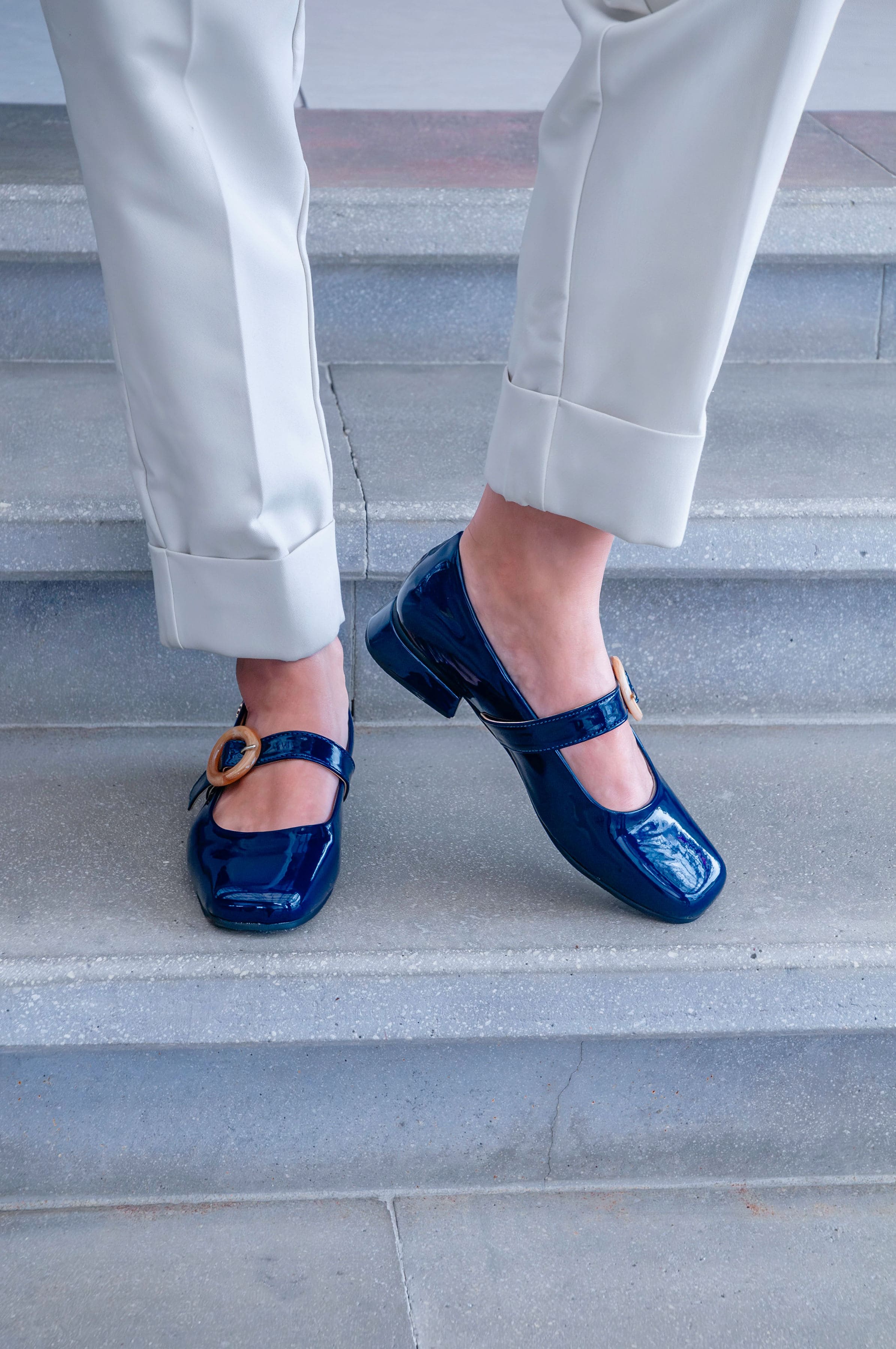 Mocasin Hebilla Beige Azul