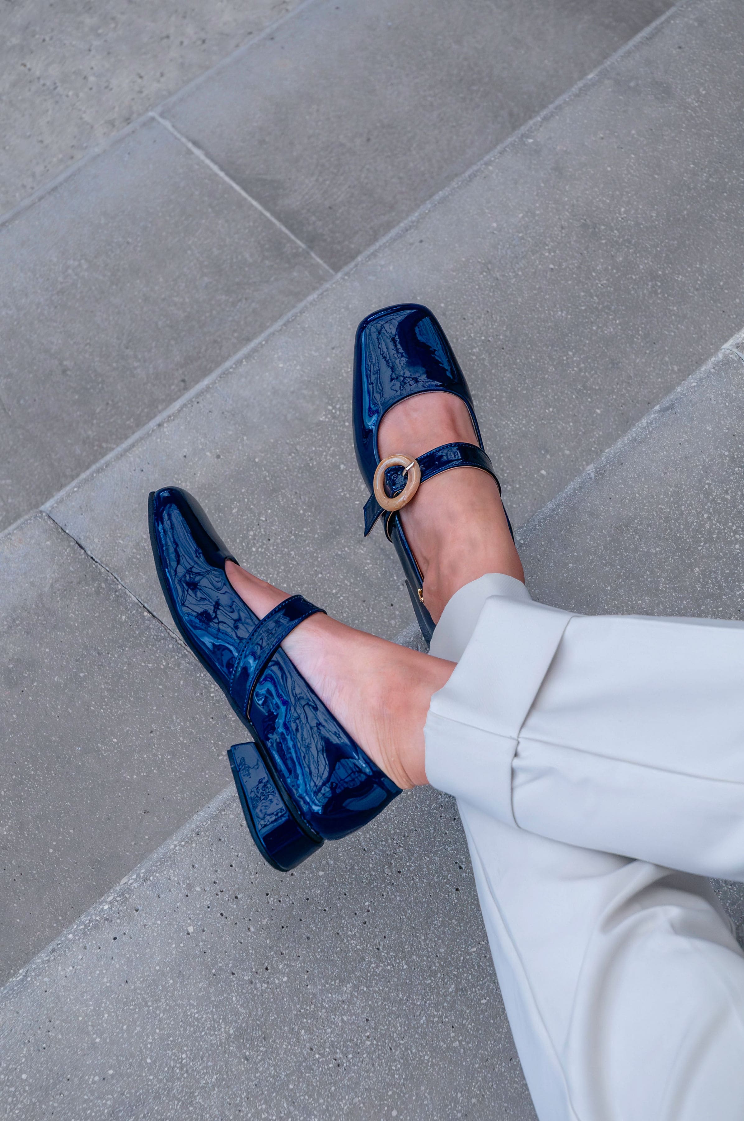 Mocasin Hebilla Beige Azul