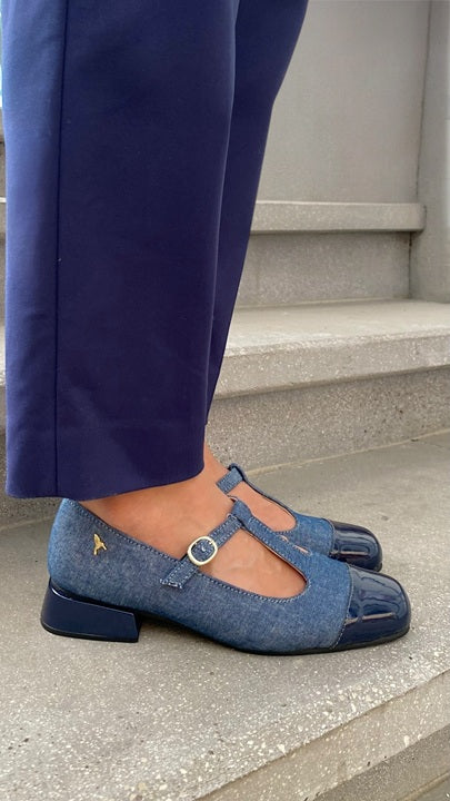 Mary Jane Punta Cuadrada Denim