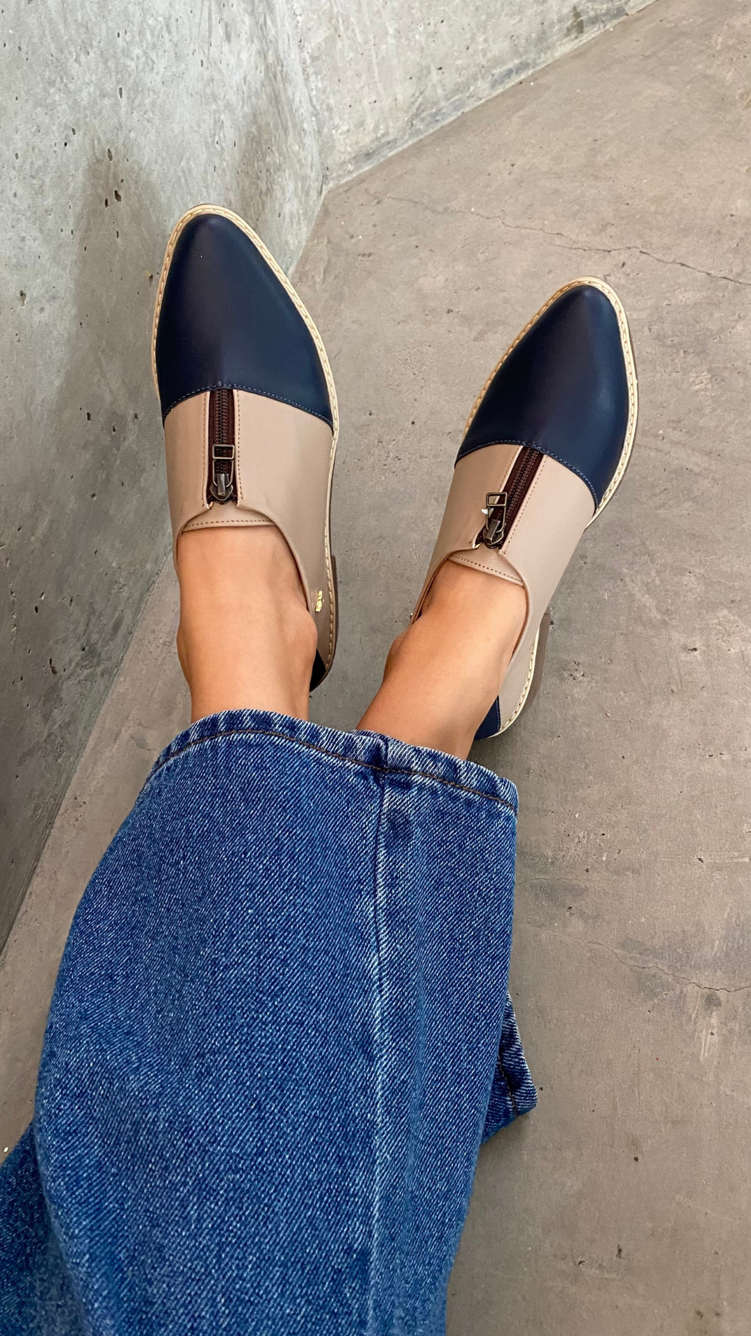 Blue Zippered Oxford