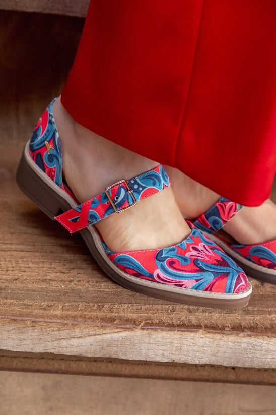 Cut-Out Mary Jane Tela Fidenza Coral-Celeste