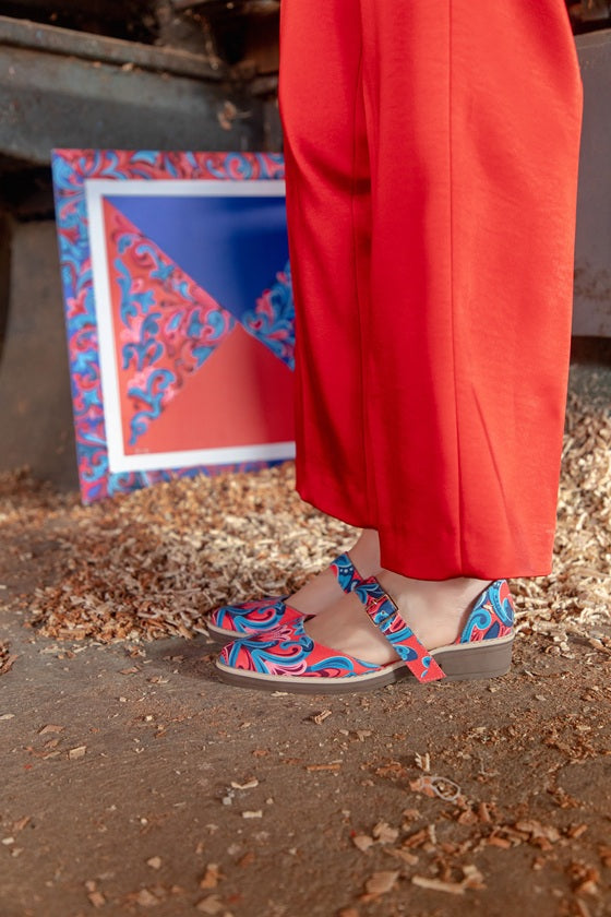 Cut-Out Mary Jane Tela Fidenza Coral-Celeste