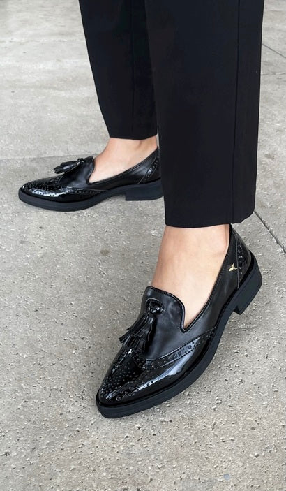 Mocasín Wingtip Negro-Liso
