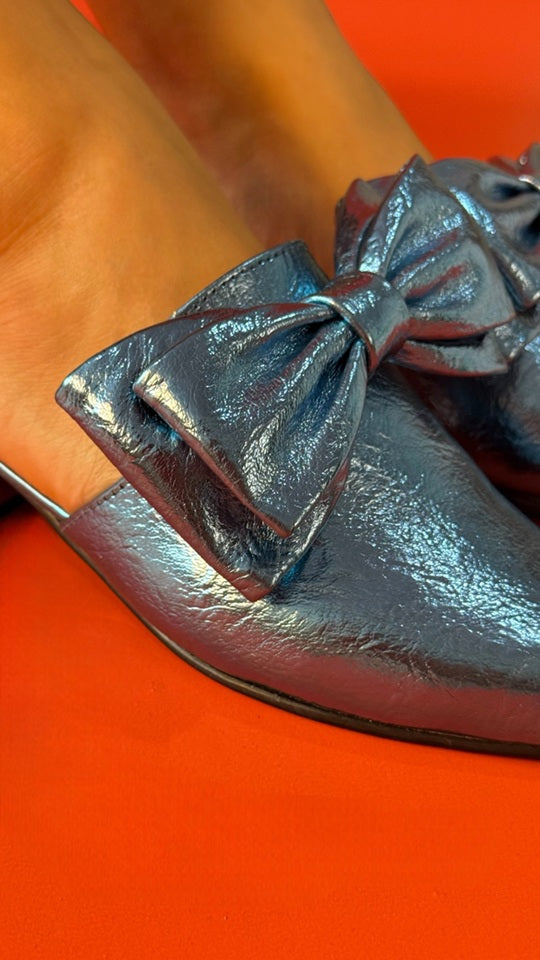 Mocasín Lazo con Detalles Cut-Out Turquesa