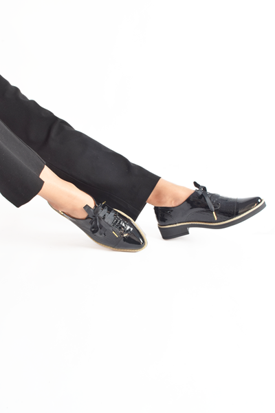 Derby Cap Toe Lagarto Negro