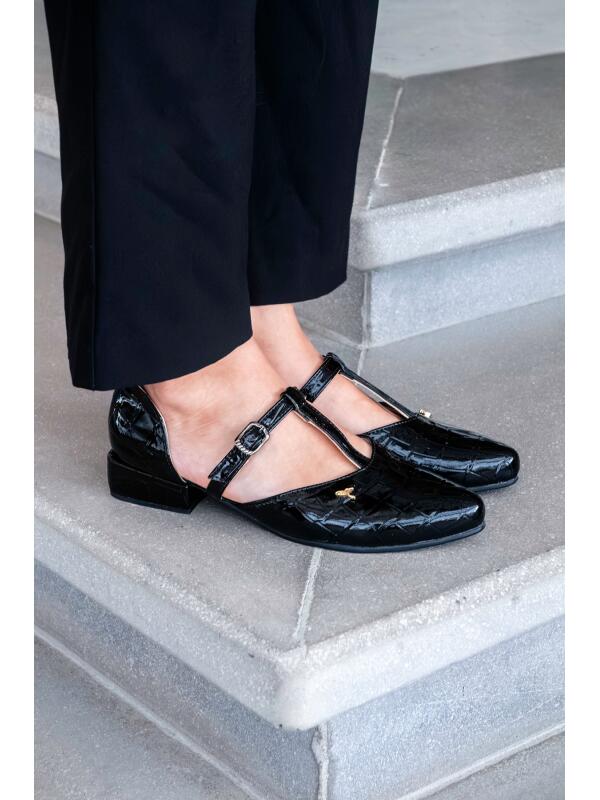 Mary Jane D'Orsay Lagarto Negro
