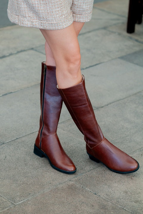 Bota Alta Zipper Sheep Cogñac