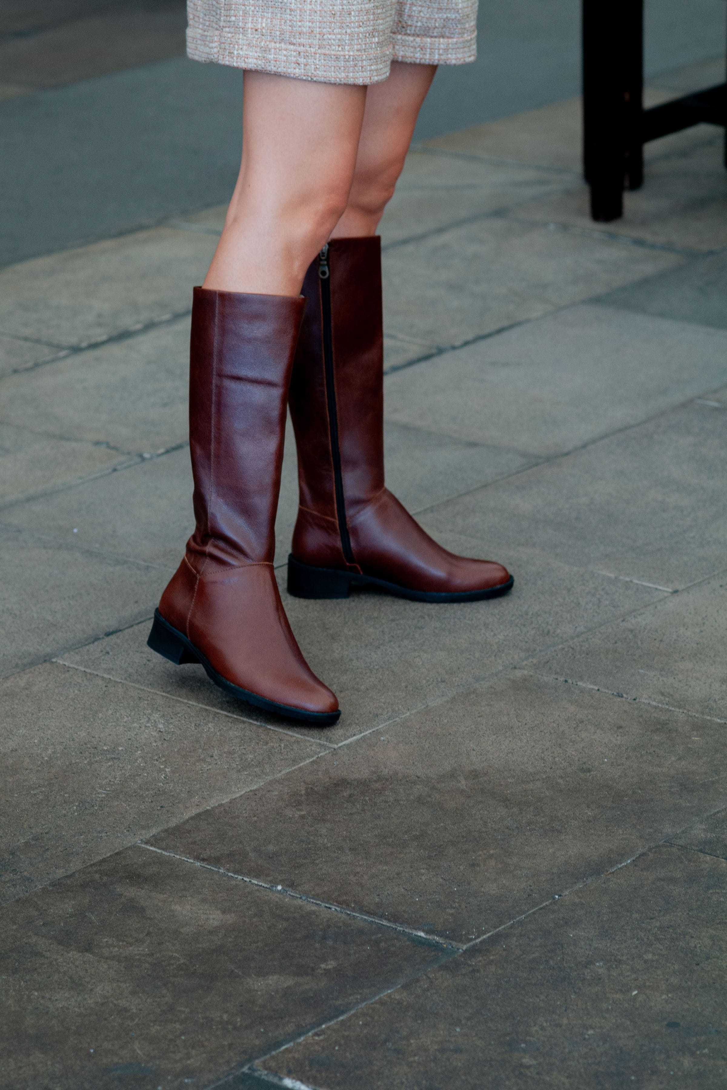 High Boot Zipper Sheep Cognac
