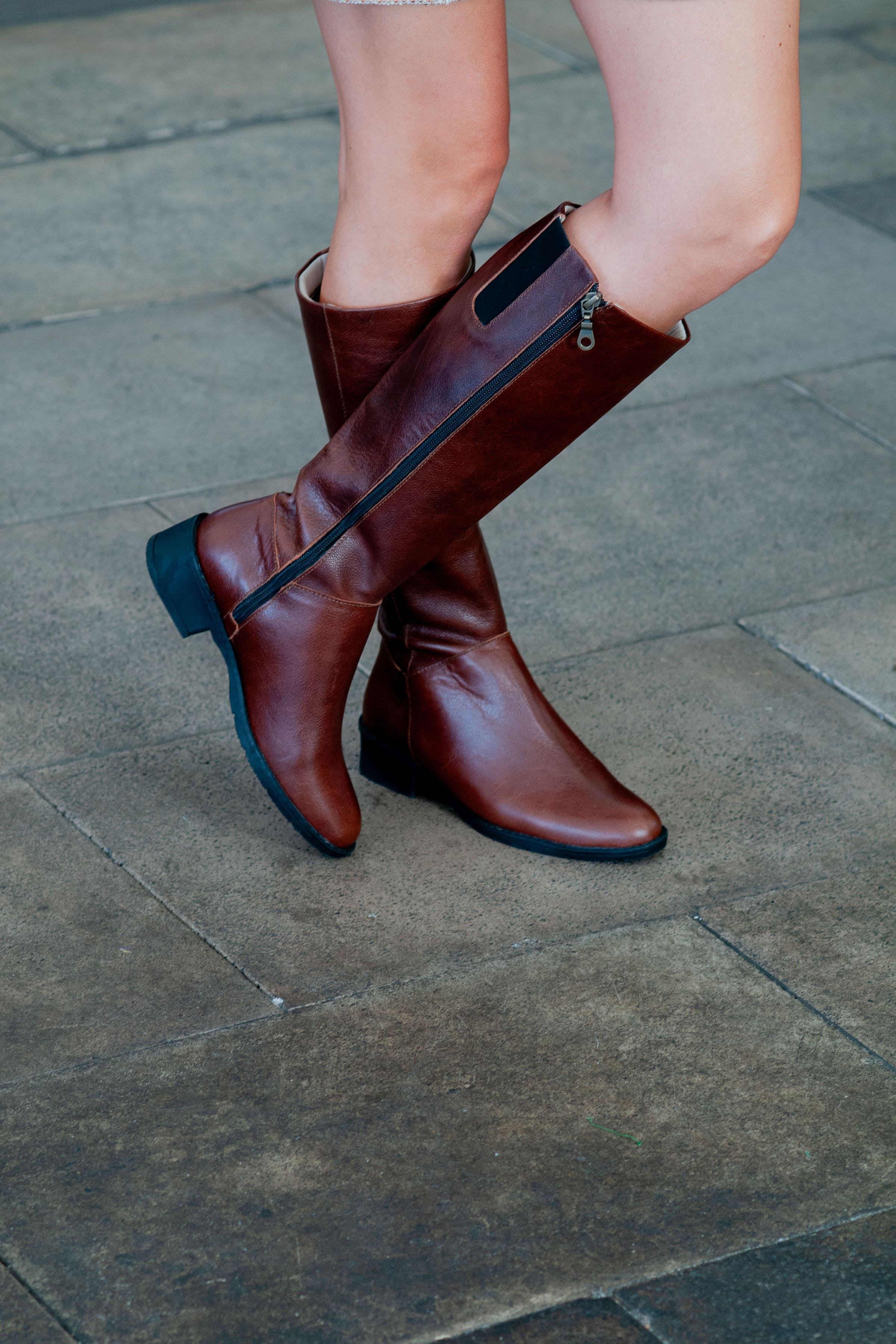 Bota Alta Zipper Sheep Cogñac