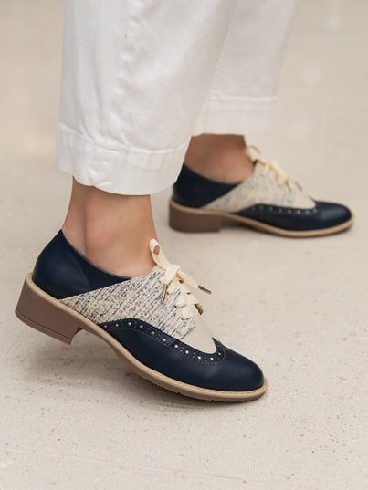 Derby Wingtip Punta Redonda Azul