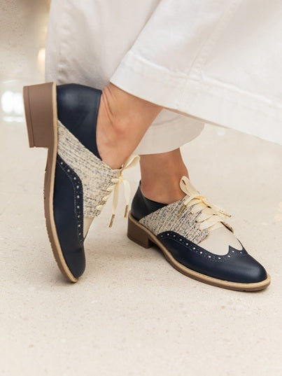 Derby Wingtip Punta Redonda Azul