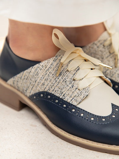 Derby Wingtip Punta Redonda Azul