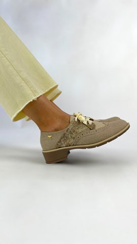 Derby Wingtip Punta Redonda Curri Crudo