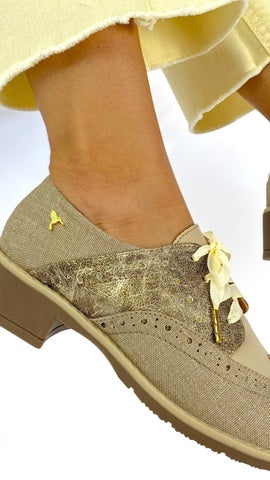 Derby Wingtip Punta Redonda Curri Crudo