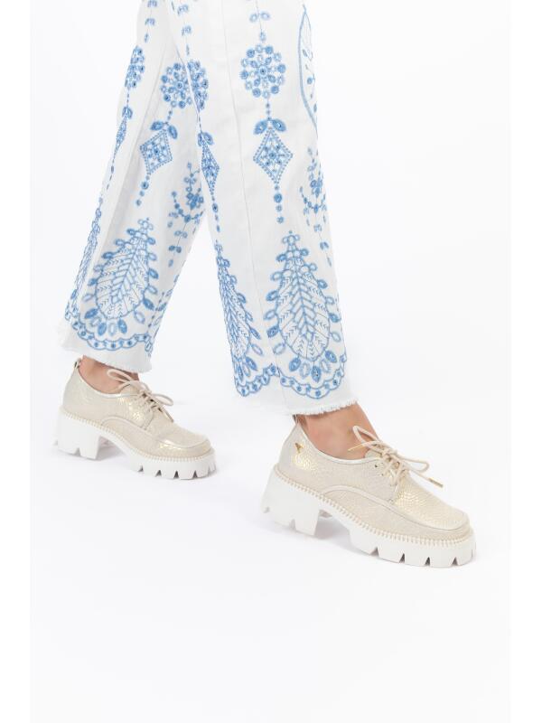 Pantalón Bordado Chic Blanco