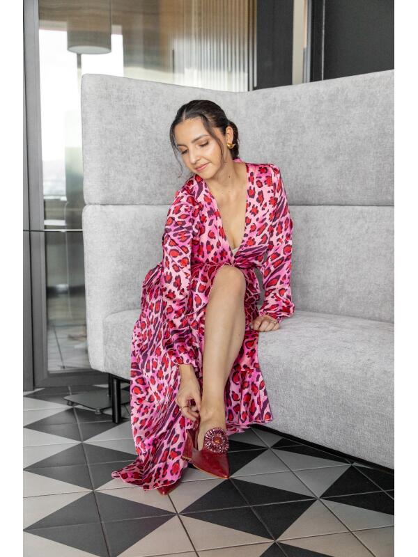 Vestido Satín Fucsia