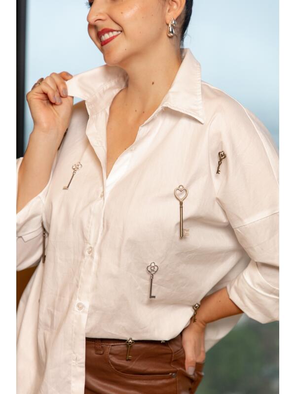 Camisera Aplicaciones Llaves Blanco