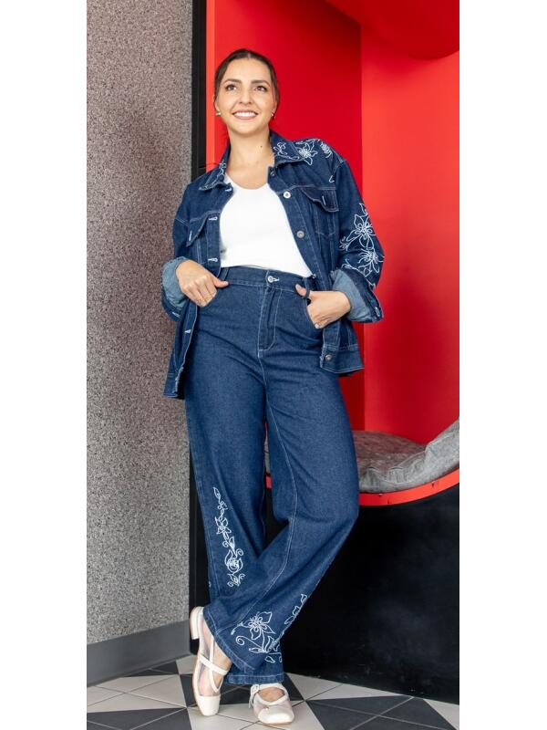 Conunto Bordado Denim Azul Mezclilla