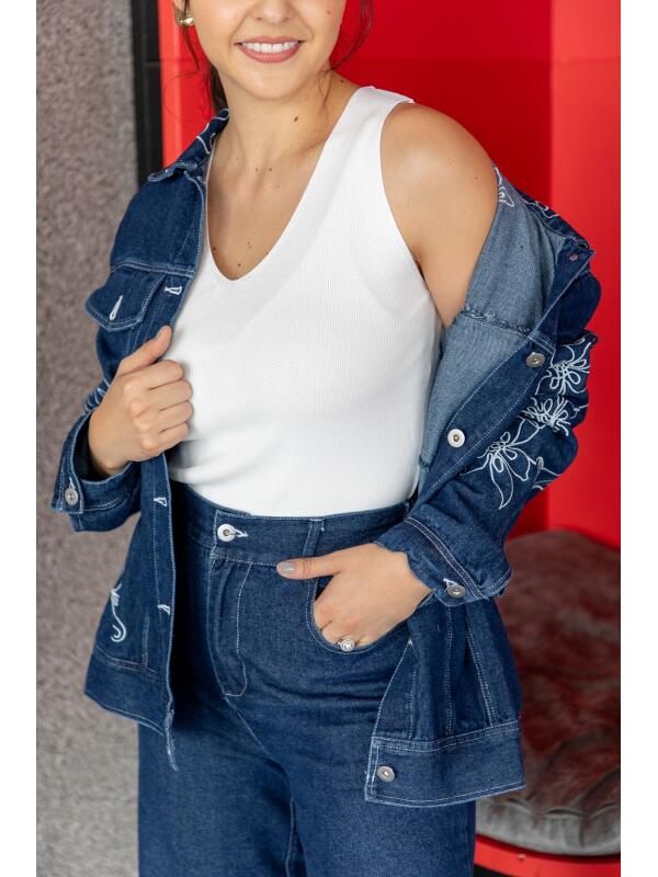 Blusa Cuello V Blanco