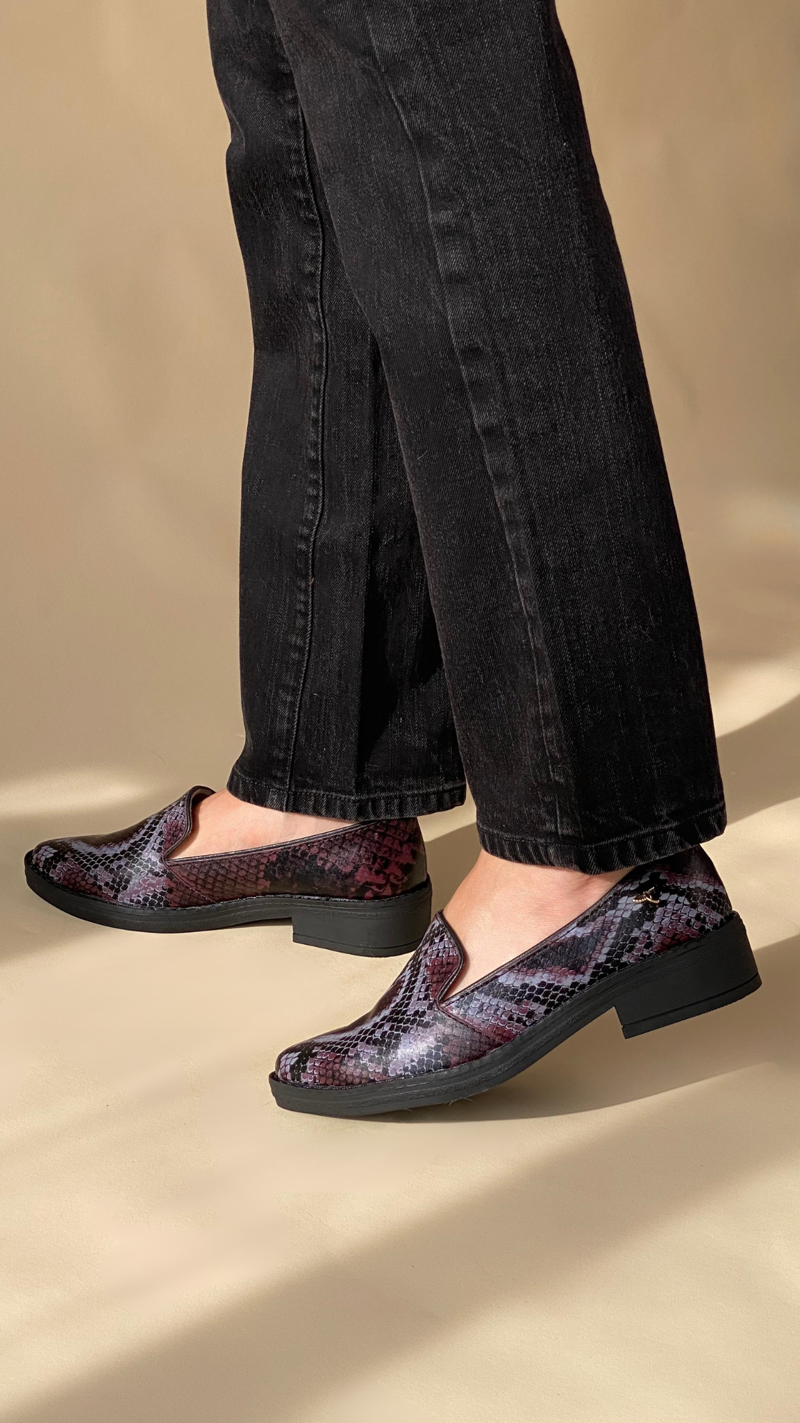 Slipper-style Loafer Piton Camel