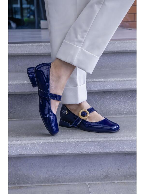 Mocasin Hebilla Beige Azul
