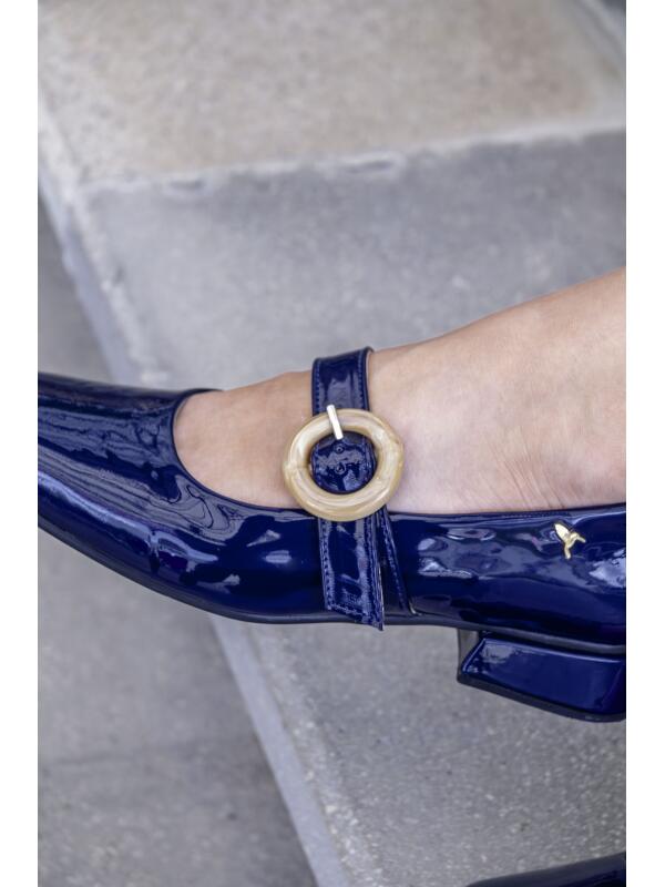 Mocasin Hebilla Beige Azul