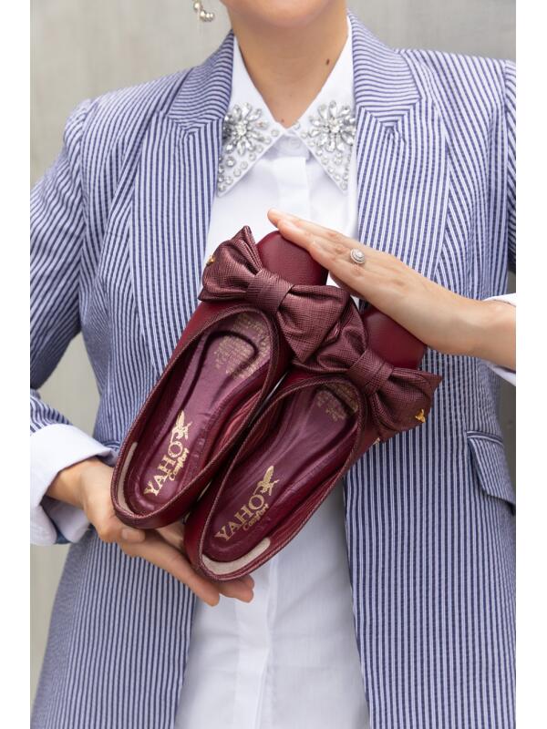 Ballerina Flats with Bow Burgundy