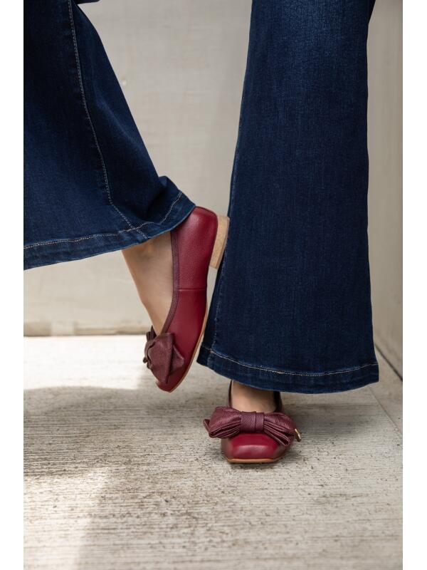Ballerina Flats with Bow Burgundy