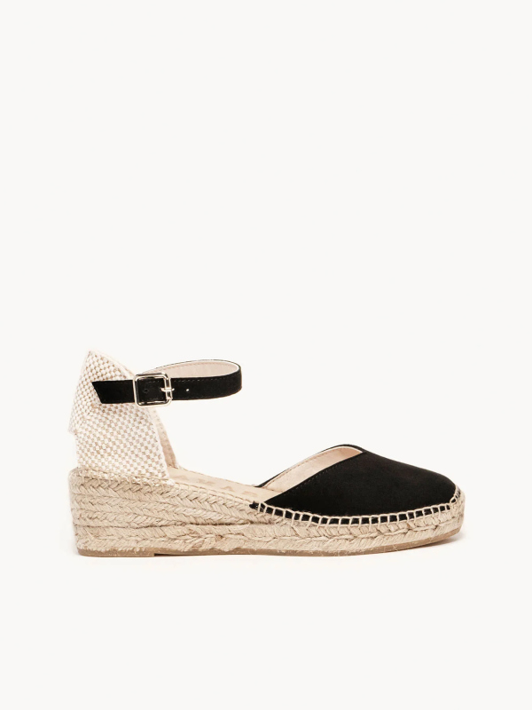 Alpargata Lisa con Cuña Baja Negro-Liso
