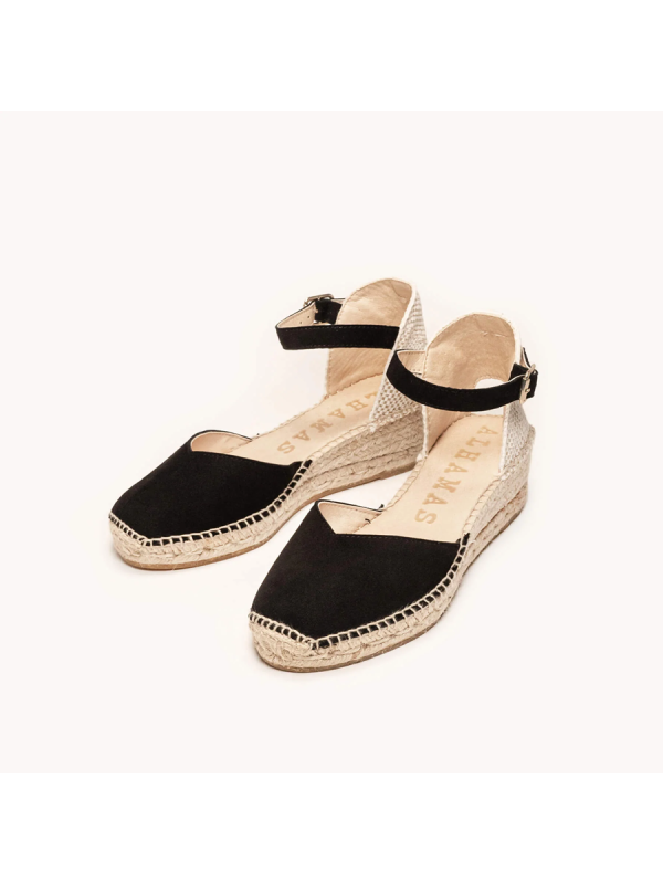 Alpargata Lisa con Cuña Baja Negro-Liso