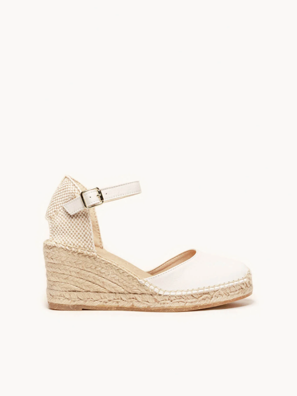 Alpargata Lisa con Cuña Media Blanco