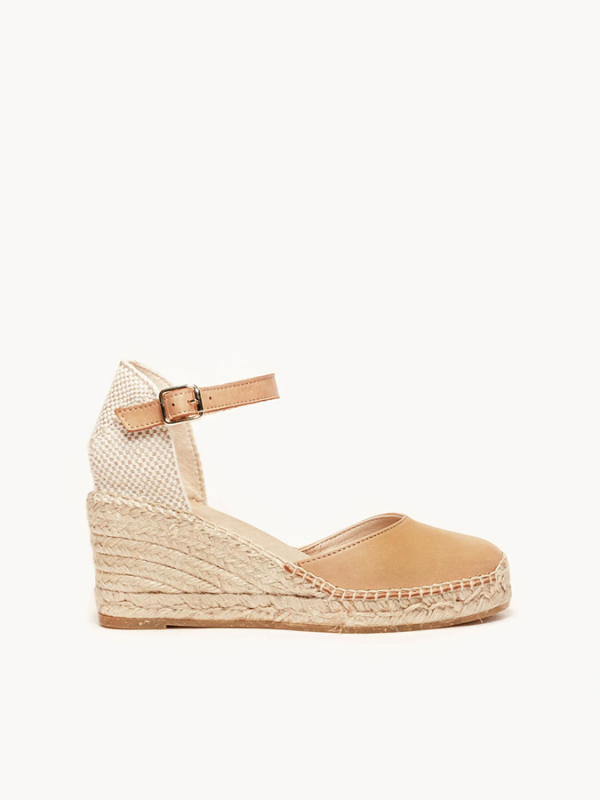 Alpargata Lisa con Cuña Media Marron Claro