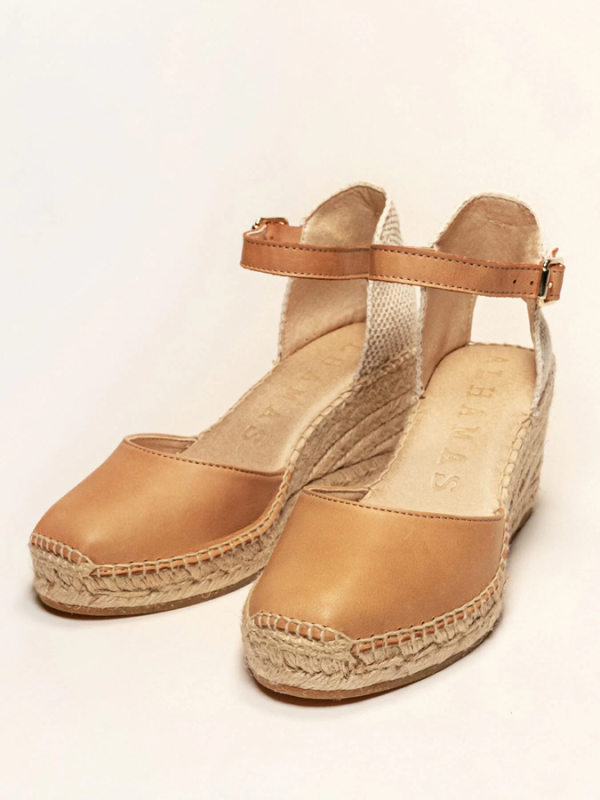 Alpargata Lisa con Cuña Media Marron Claro
