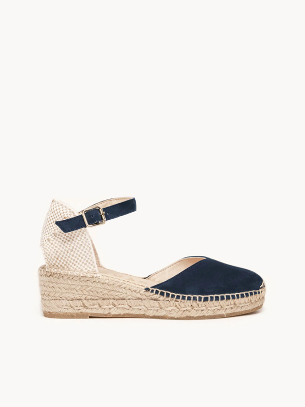Alpargata Lisa con Cuña Baja Azul