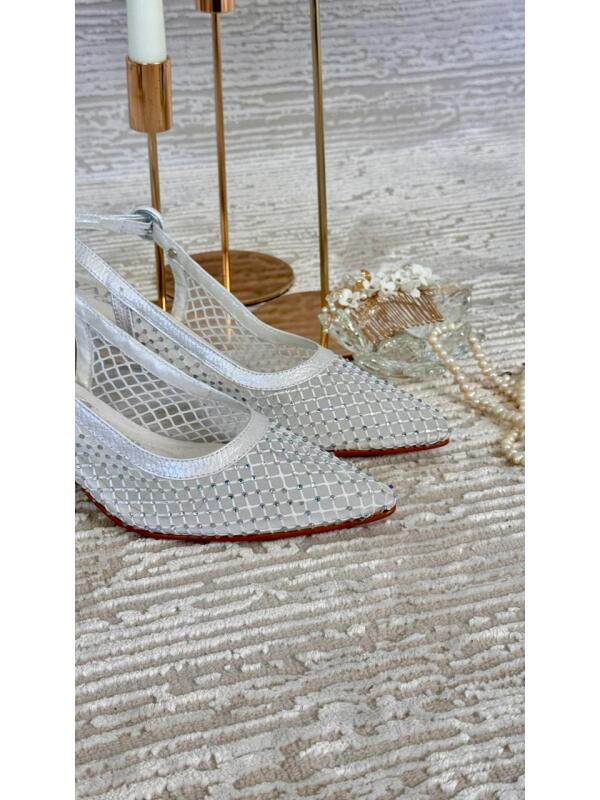 Tacon con Transparencia y Brillos Blanco