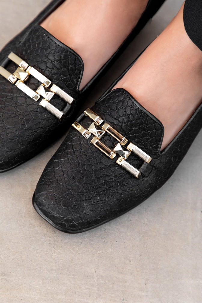 Mocasín Clásico con Accesorio de Lujo Negro-Liso