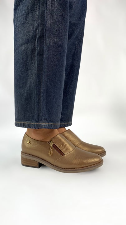 Mocasín con Zipper Bronze