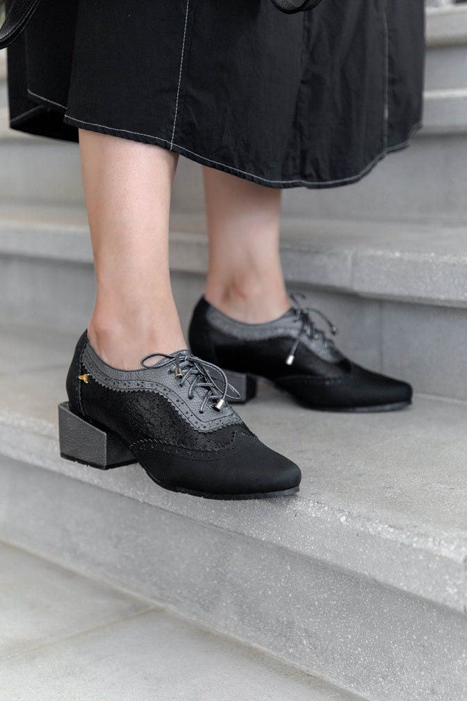 Oxford Tacon Cuadrado Negro-Liso