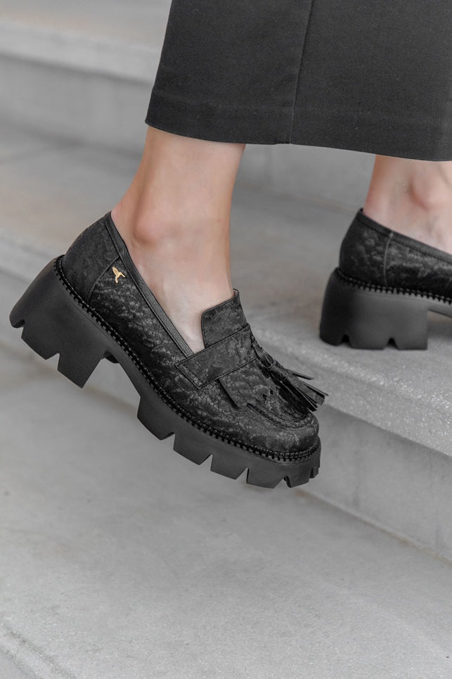 Mocasín Chunky Negro Liso