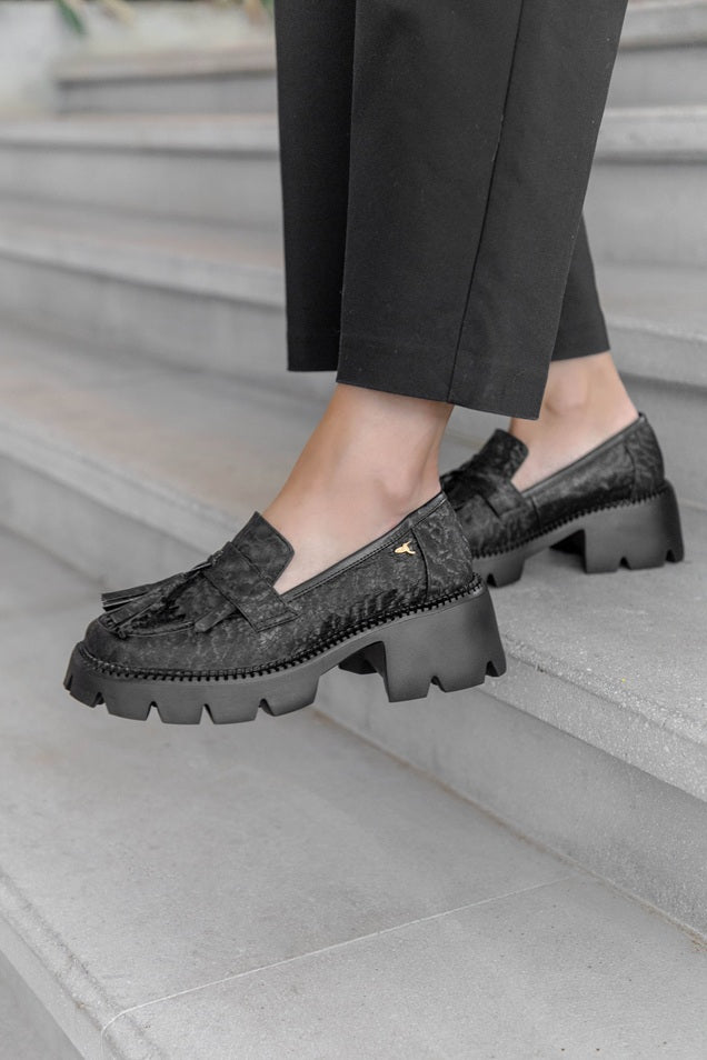 Mocasín Chunky Negro Liso