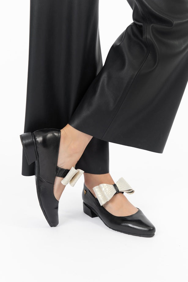 Mary Jane Correa Elastica Con Lazo Negro-Liso