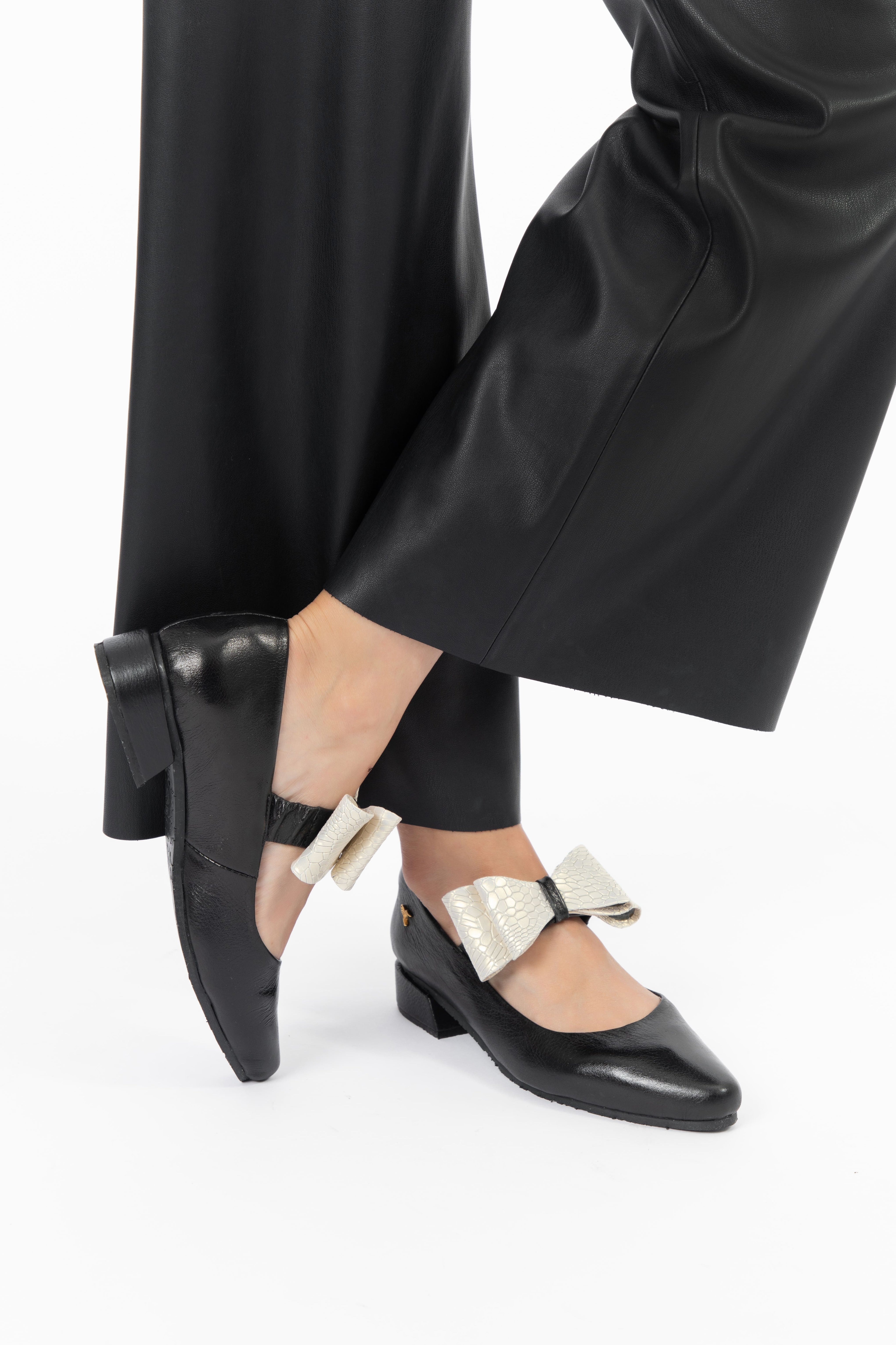 Mary Jane Correa Elastica Con Lazo Negro-Liso