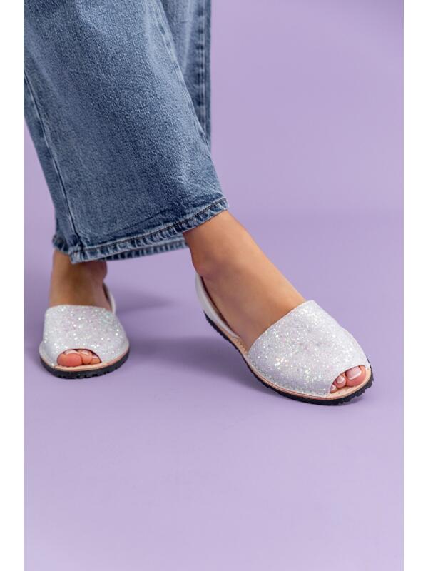 Abarcas Española Glow Glitter Blanco