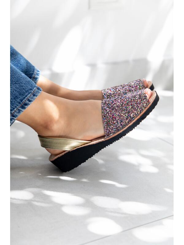 Abarcas Española Cuña Glitter Multicolor