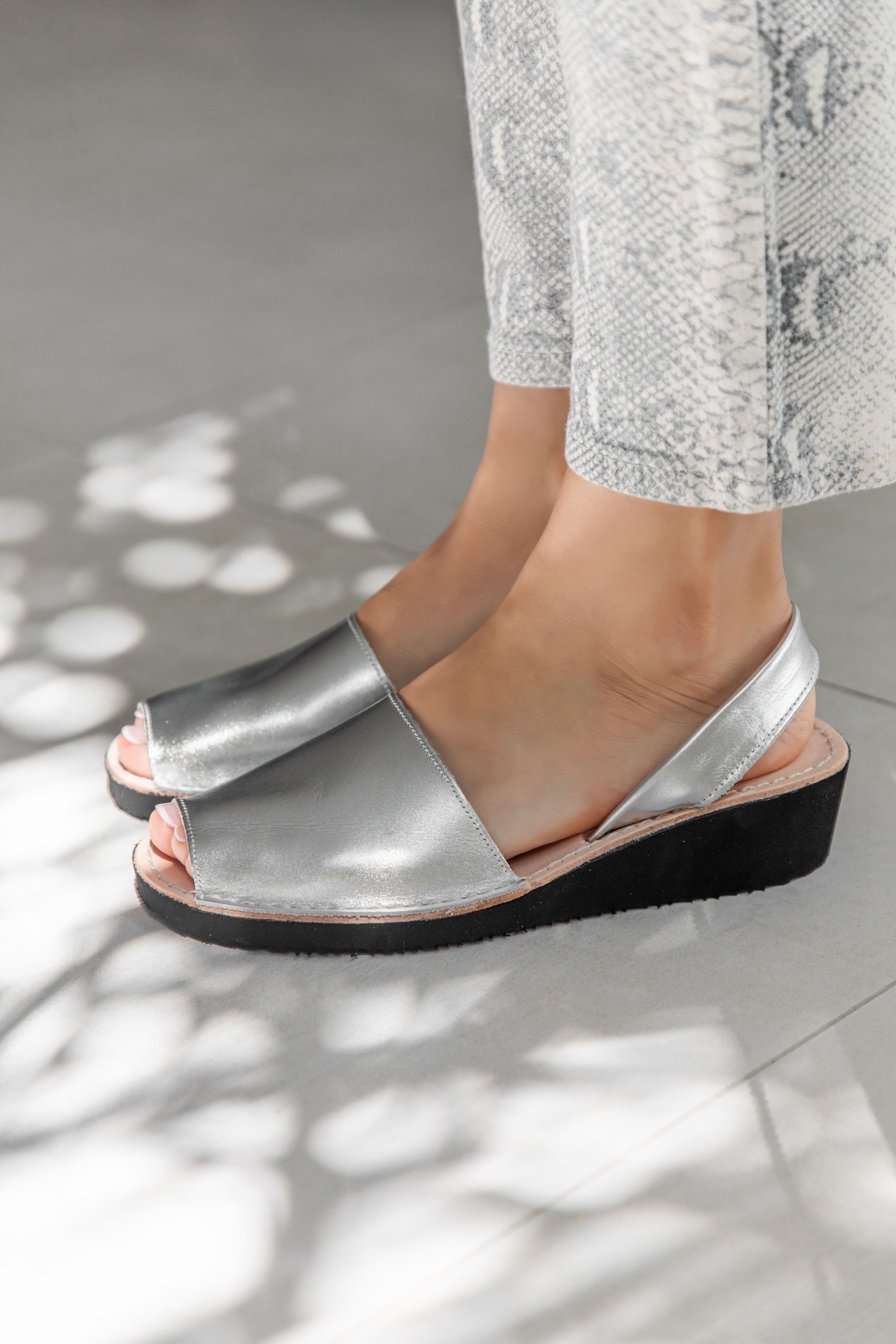 Spanish Abarca Wedge Silver
