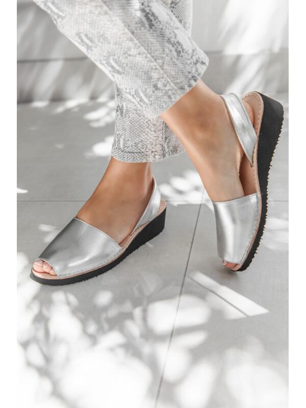 Abarcas Española Cuña Plata