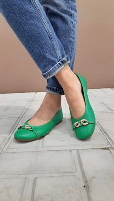 Flats Bailarinas Cabra Esmeralda