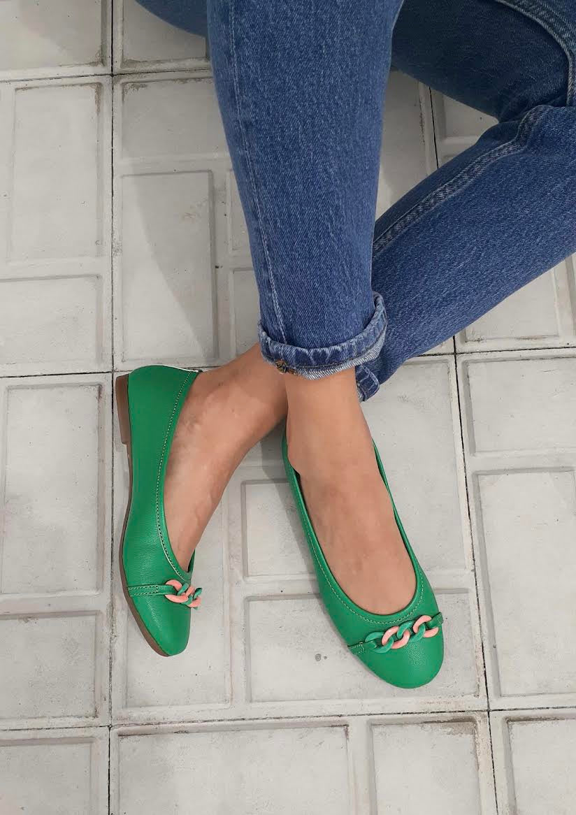 Flats Bailarinas Cabra Esmeralda