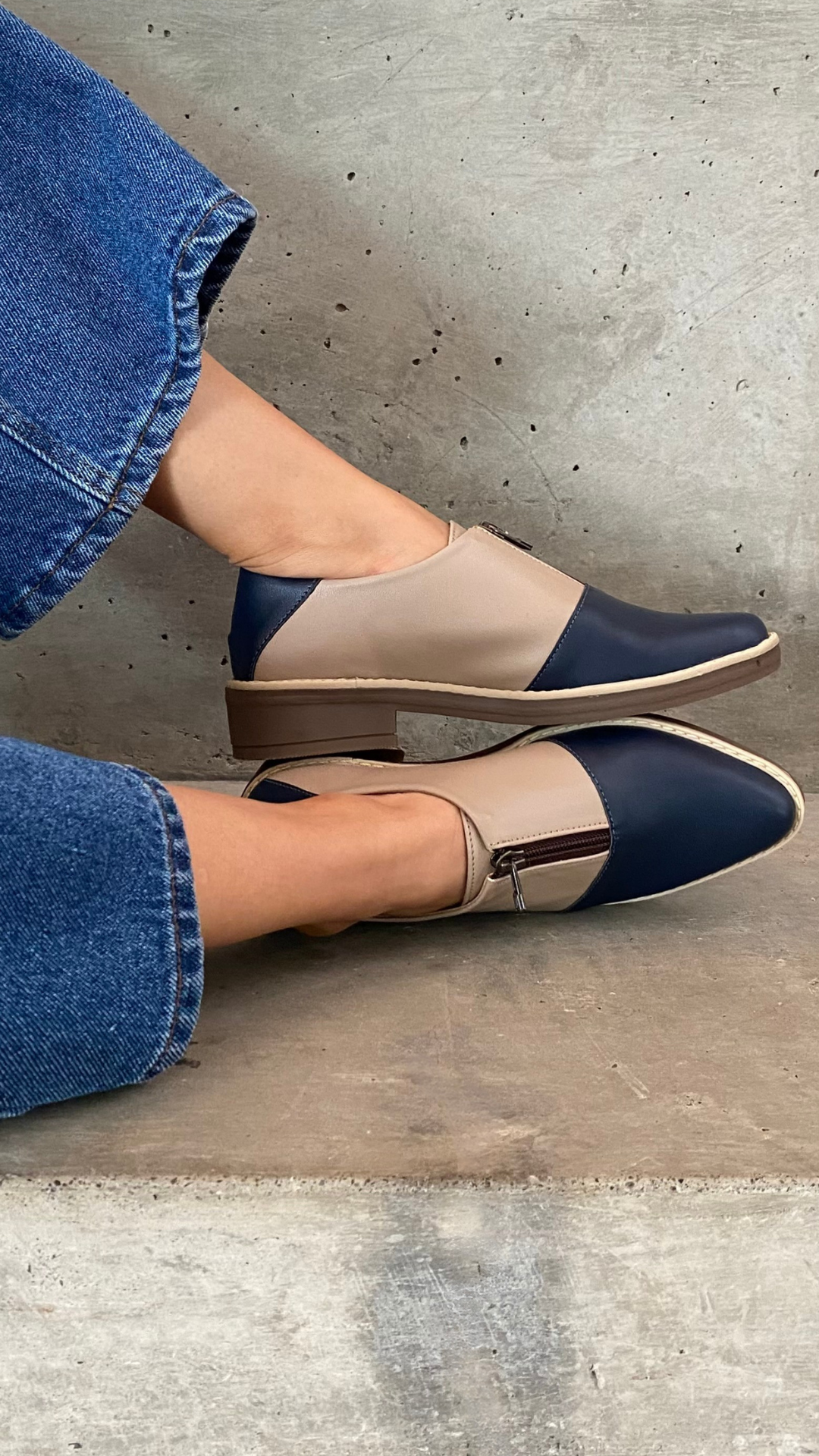 Blue Zippered Oxford